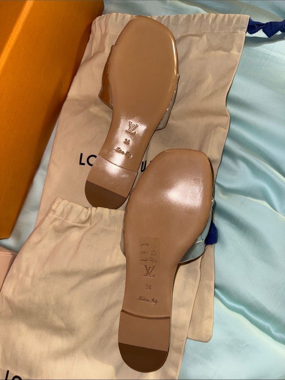 Louis Vuitton authentic silver slide mules sandals - Picture 10 of 15